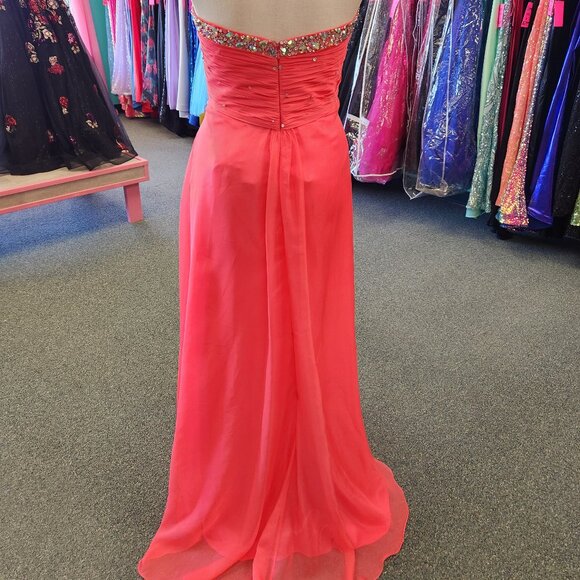 Flaunt 93221 Coral Size 22 Chiffon Beaded Prom Dress/Evening Gown - Picture 5 of 7